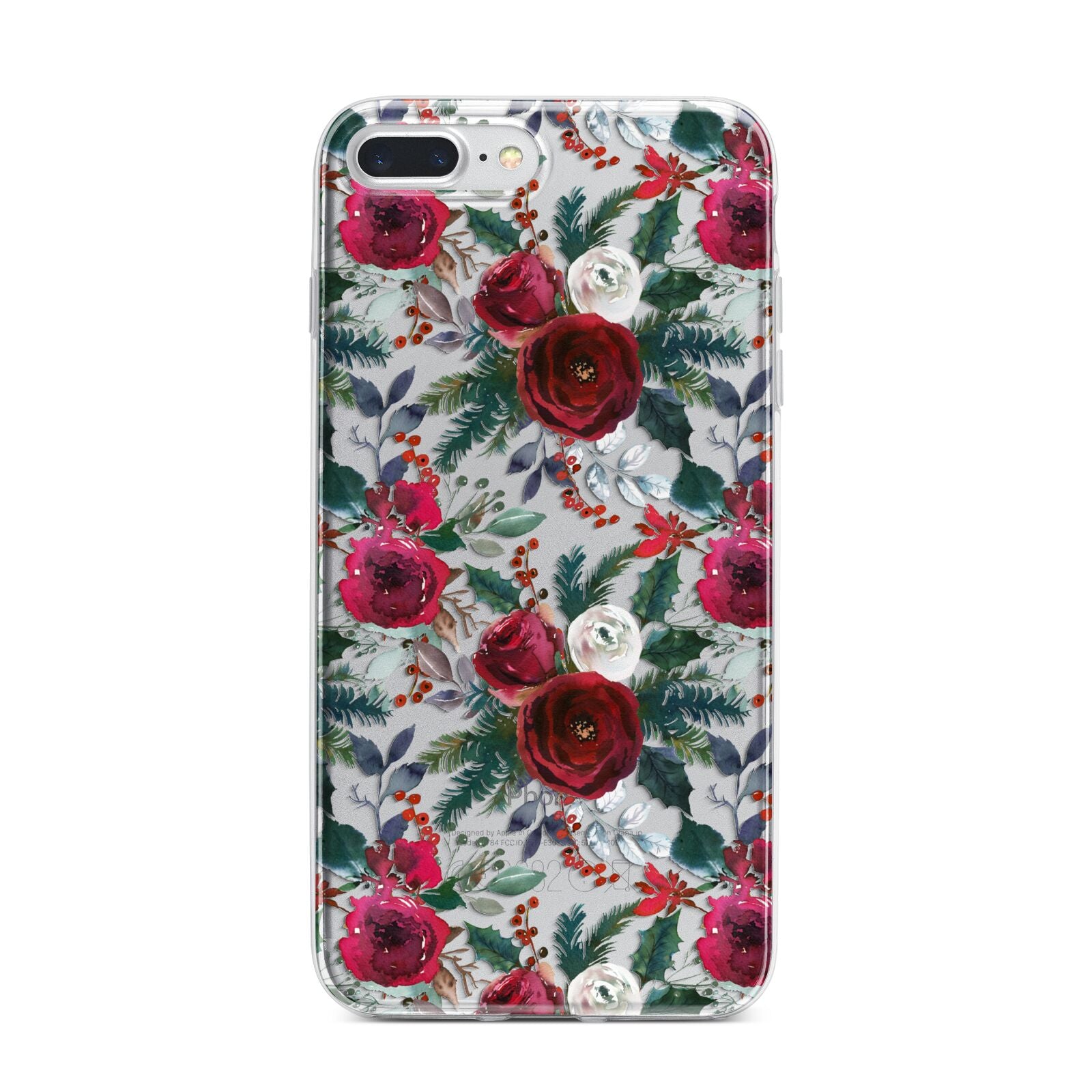 Christmas Floral Pattern iPhone 7 Plus Bumper Case on Silver iPhone