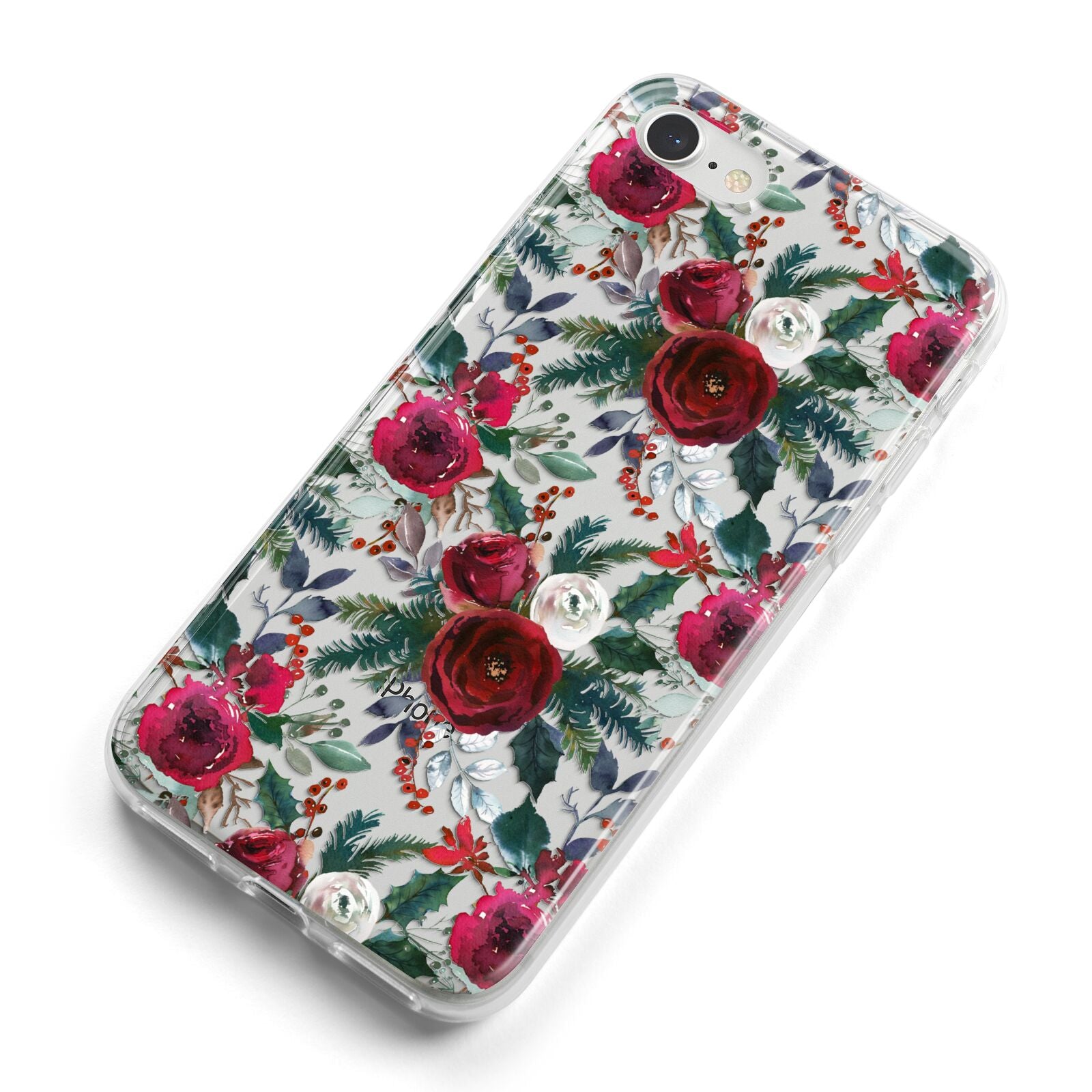 Christmas Floral Pattern iPhone 8 Bumper Case on Silver iPhone Alternative Image
