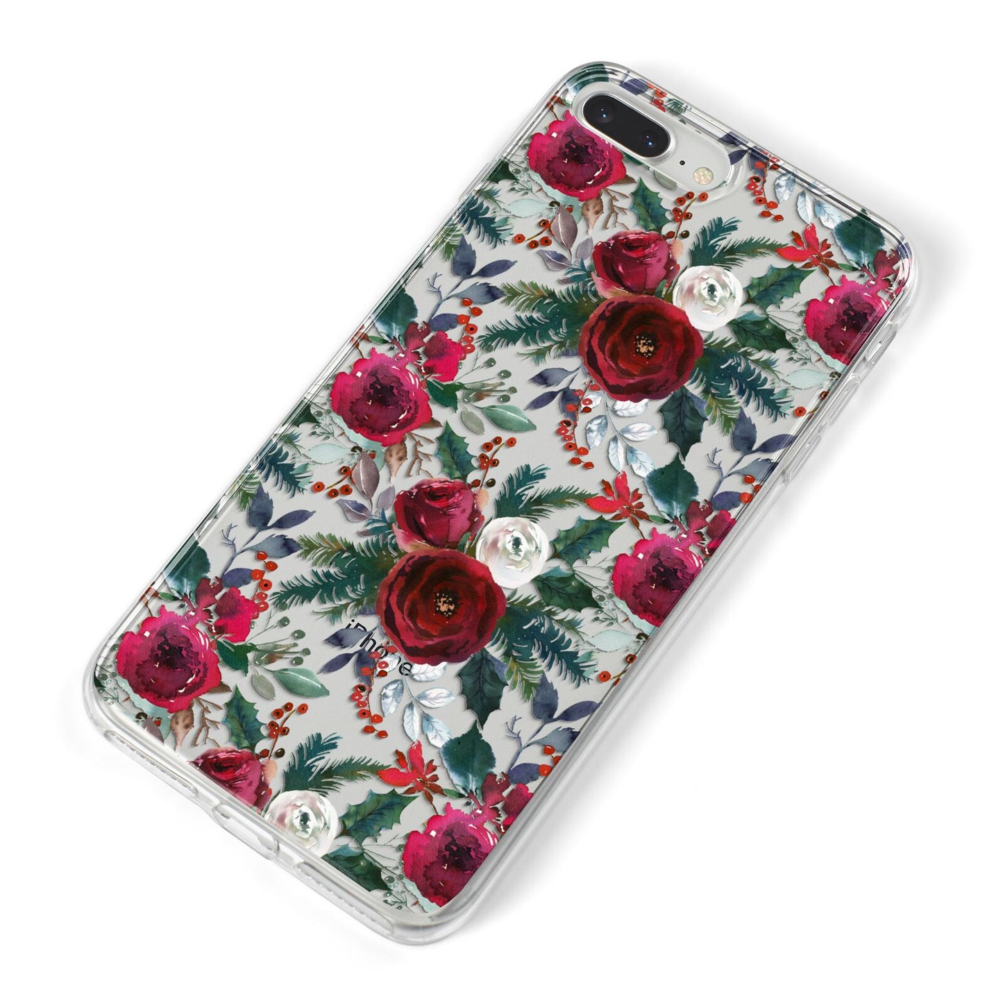 Christmas Floral Pattern iPhone 8 Plus Bumper Case on Silver iPhone Alternative Image