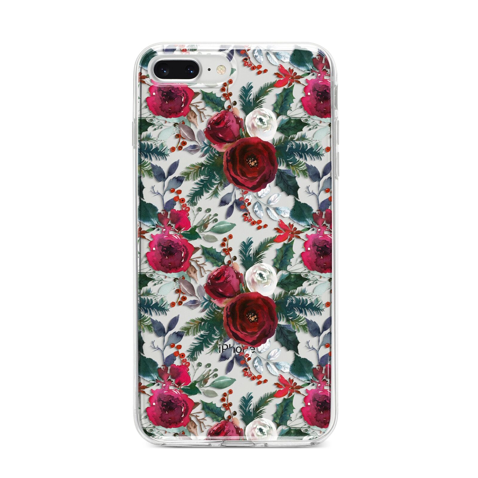 Christmas Floral Pattern iPhone 8 Plus Bumper Case on Silver iPhone