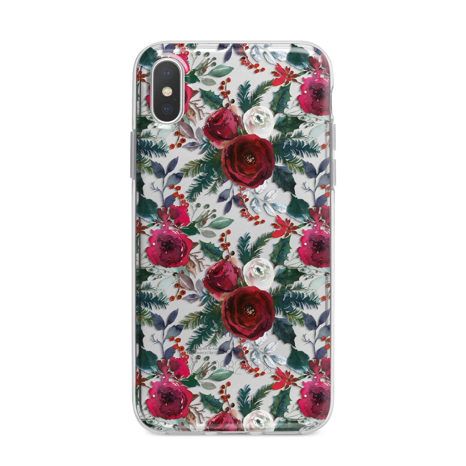 Christmas Floral Pattern iPhone X Bumper Case on Silver iPhone Alternative Image 1