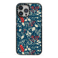 Christmas Floral iPhone 13 Pro Max Black Impact Case on Silver phone