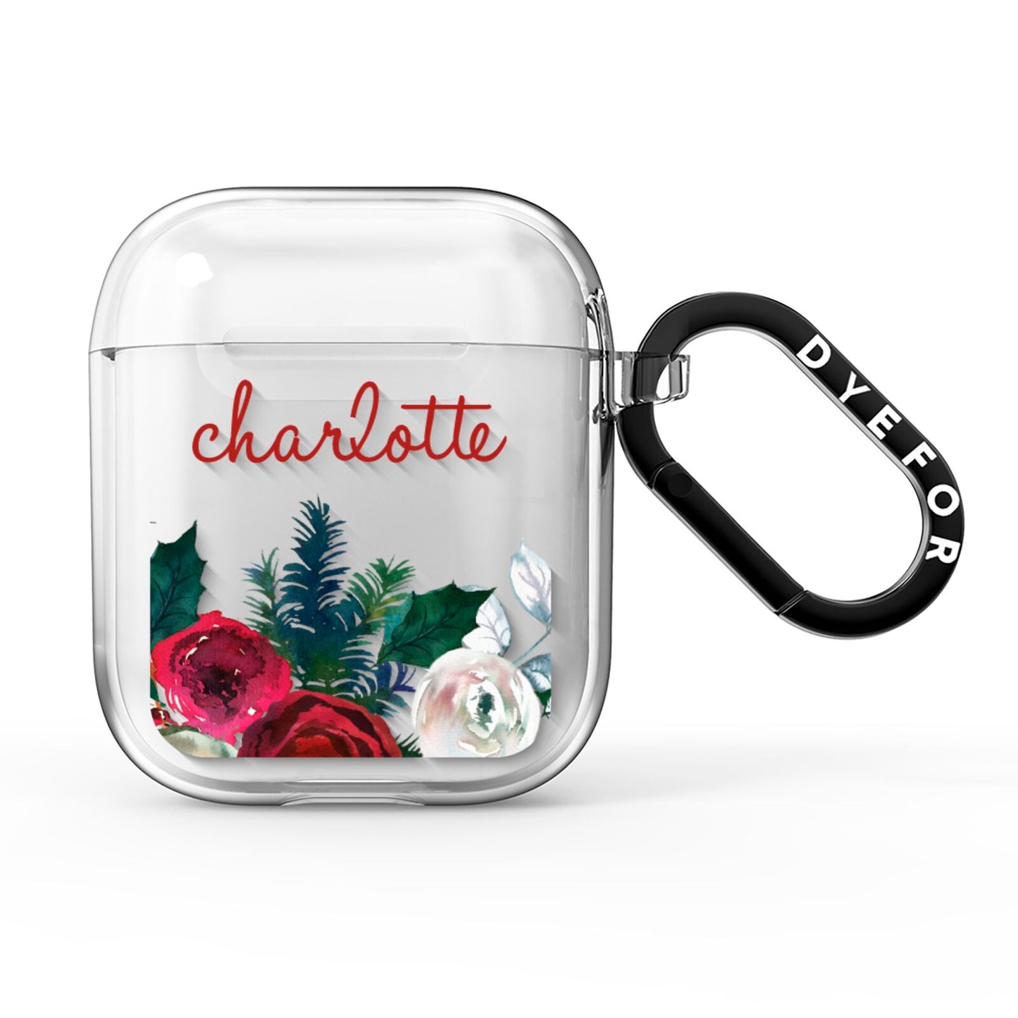 Christmas Flowers Personalised AirPods Clear Case