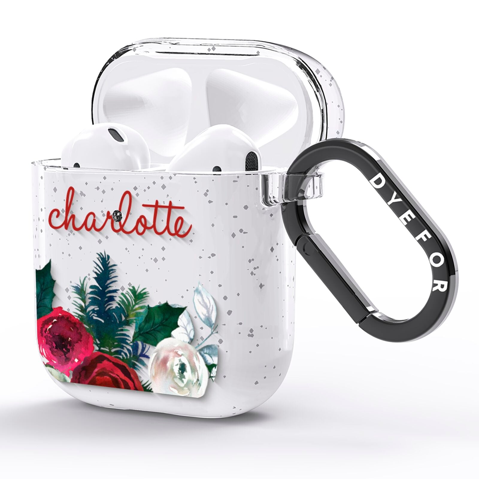 Christmas Flowers Personalised AirPods Glitter Case Side Image