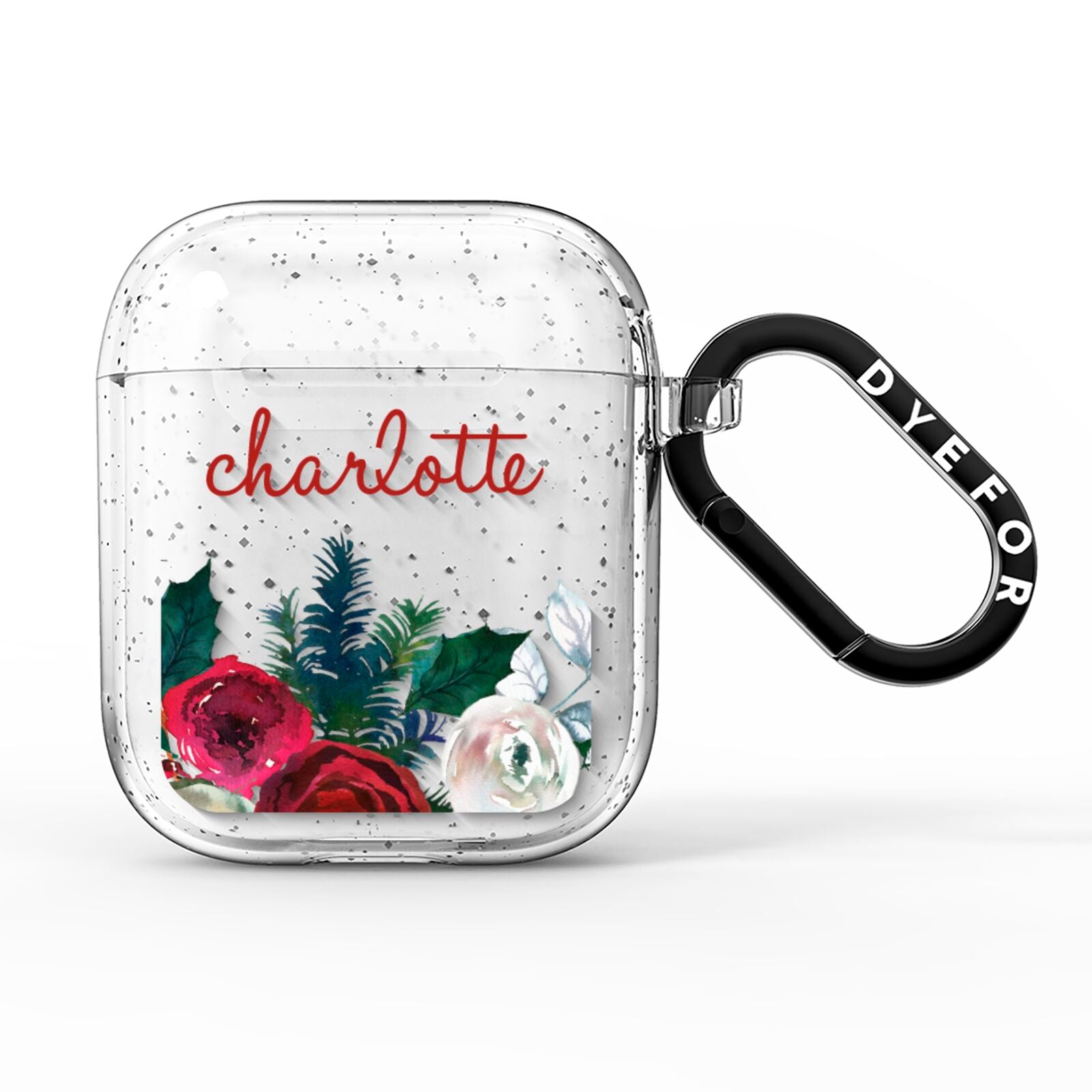Christmas Flowers Personalised AirPods Glitter Case