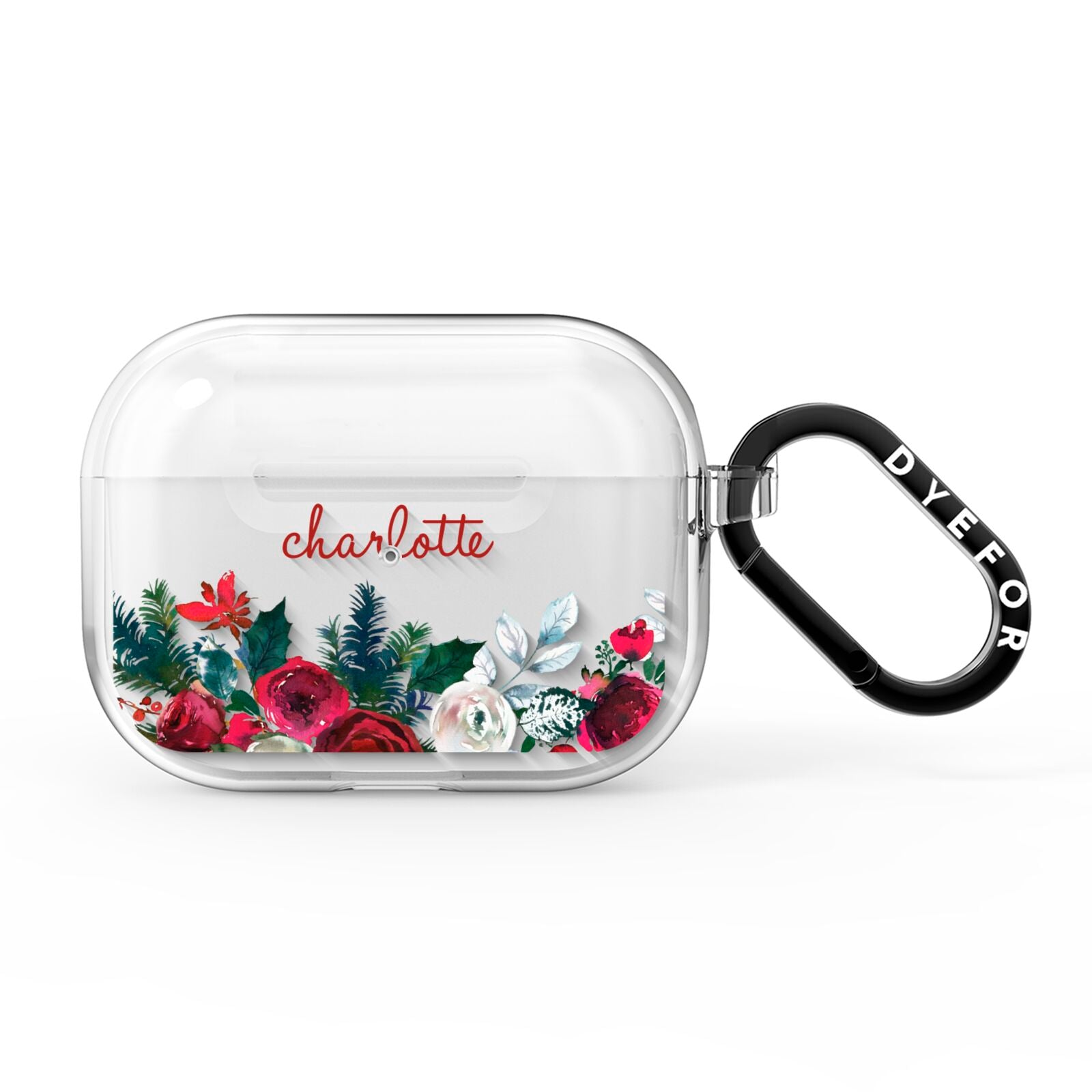 Christmas Flowers Personalised AirPods Pro Clear Case