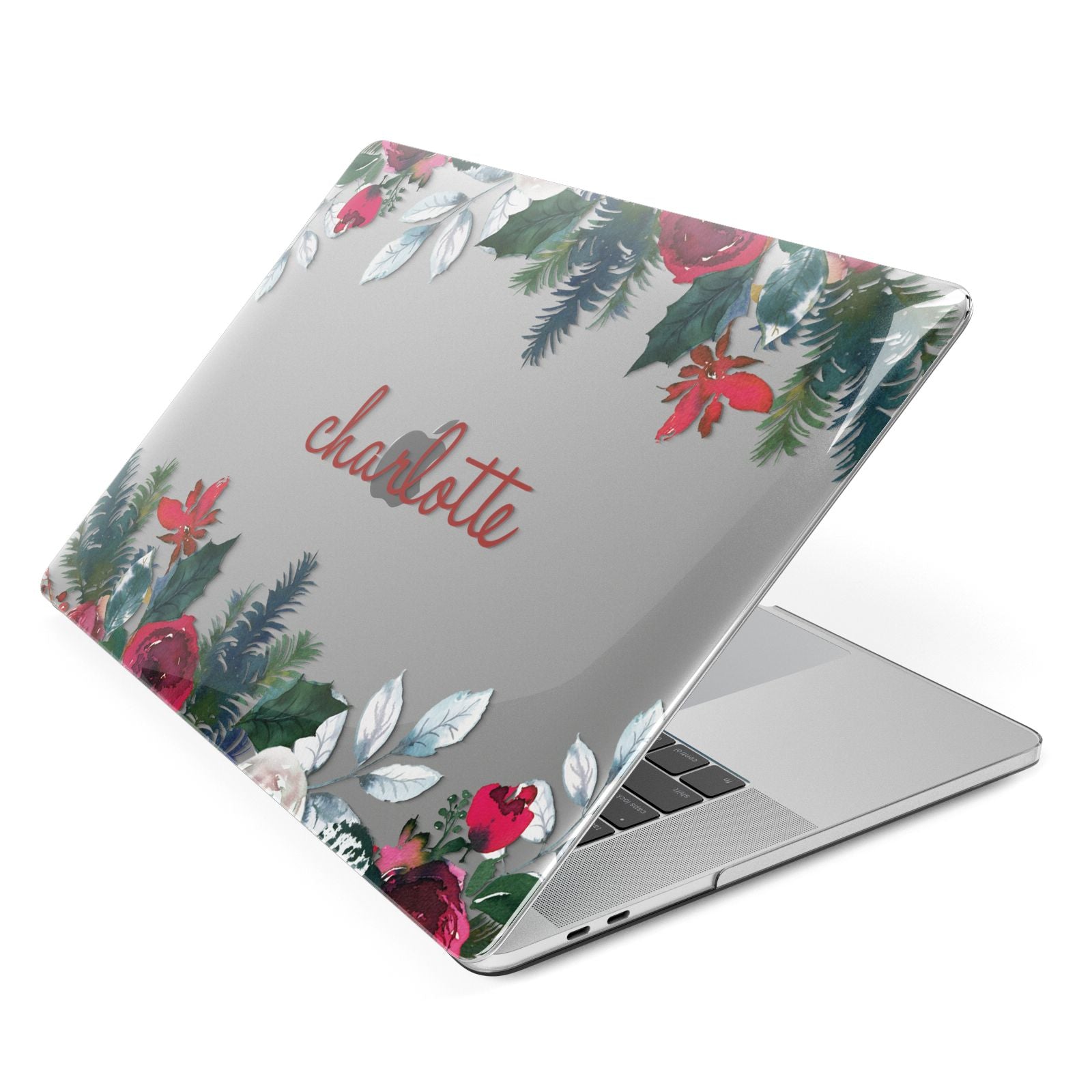 Christmas Flowers Personalised Apple MacBook Case Side View