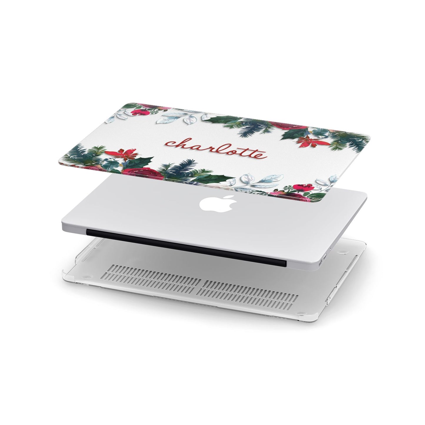 Christmas Flowers Personalised Apple MacBook Case in Detail