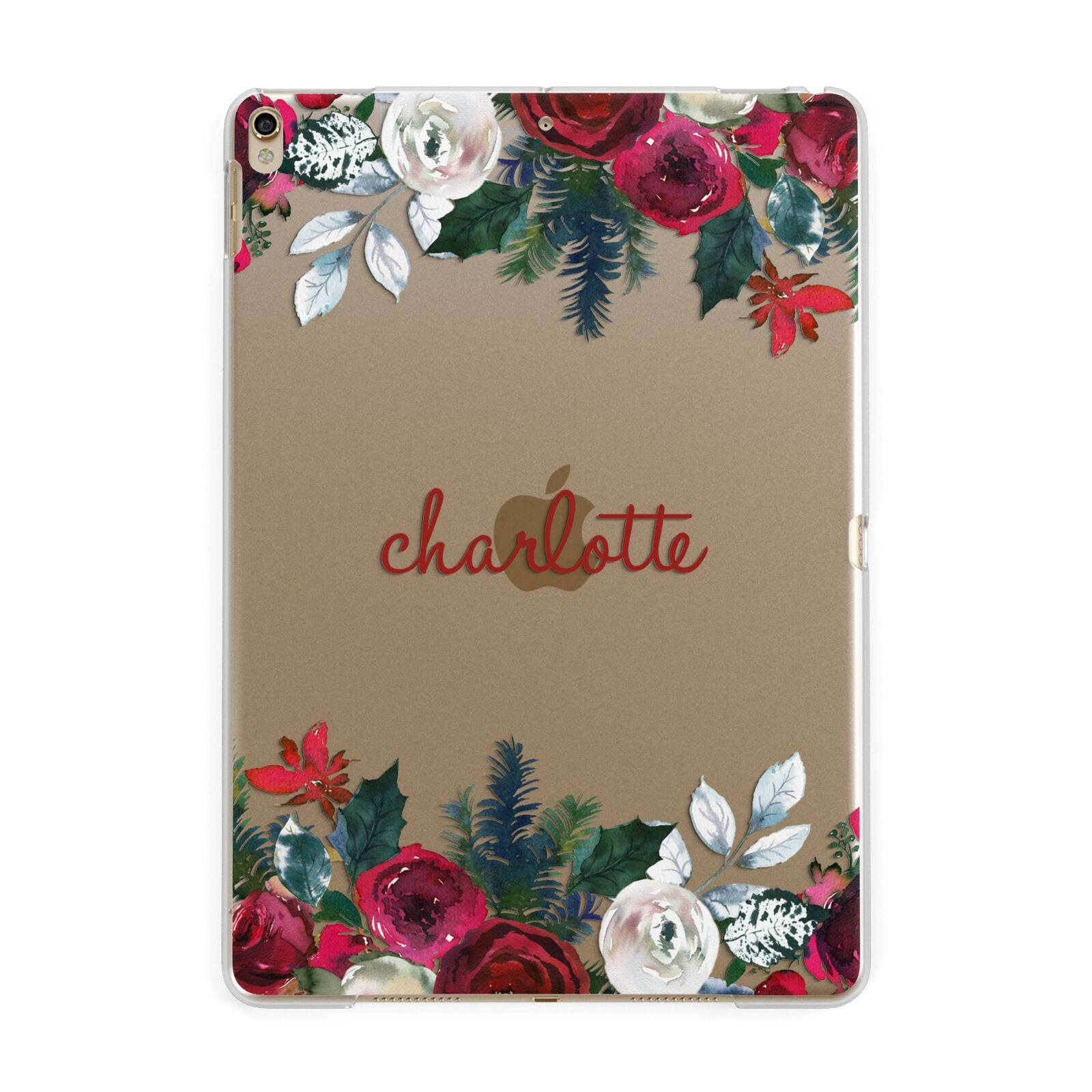 Christmas Flowers Personalised Apple iPad Gold Case