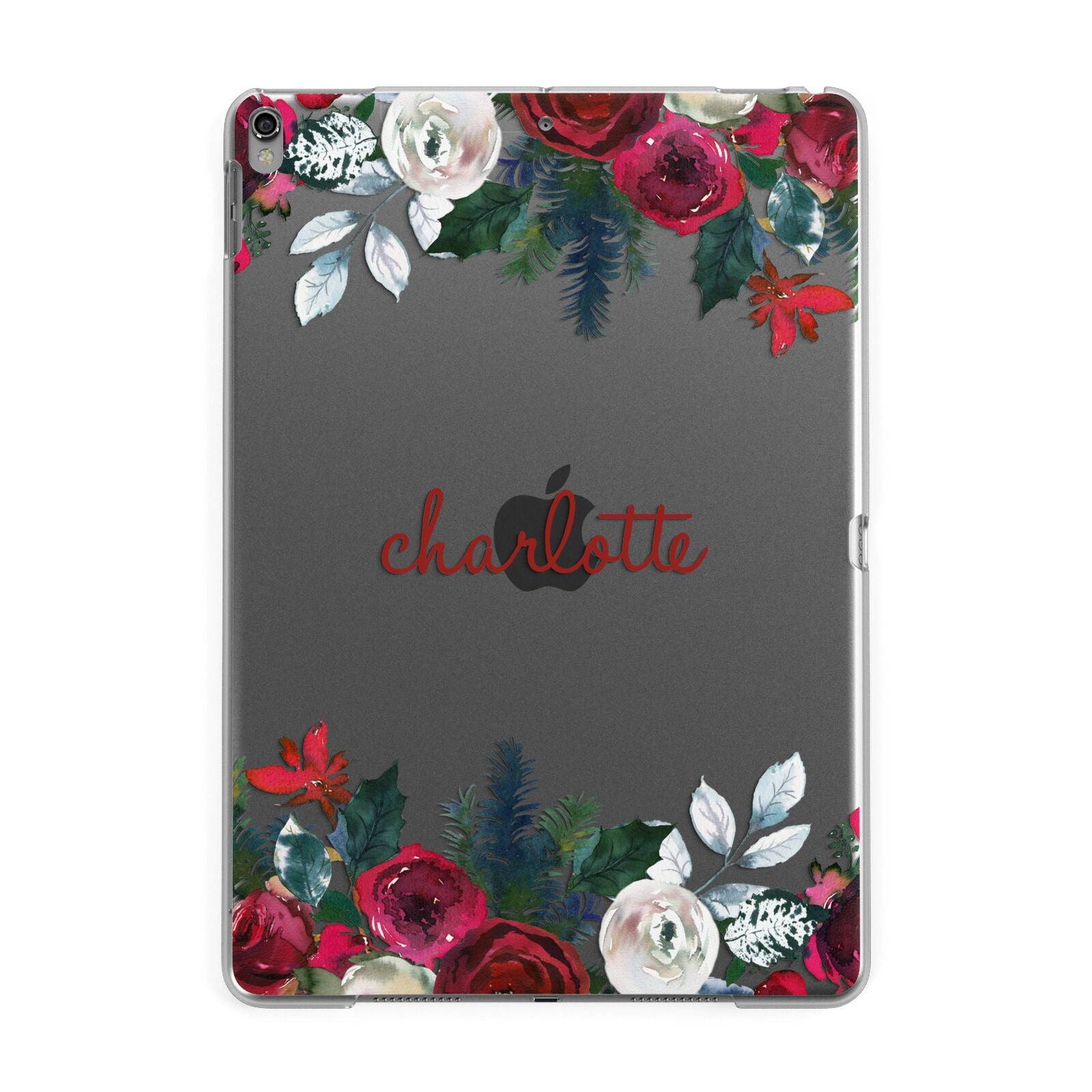 Christmas Flowers Personalised Apple iPad Grey Case