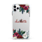 Christmas Flowers Personalised Apple iPhone 11 Pro Max in Silver with White Impact Case