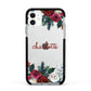 Christmas Flowers Personalised Apple iPhone 11 in White with Black Impact Case