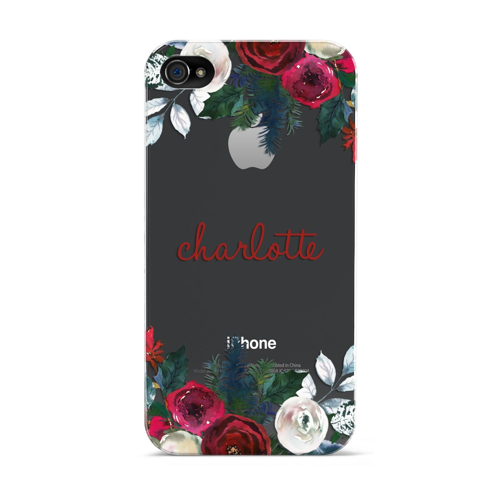 Christmas Flowers Personalised Apple iPhone 4s Case