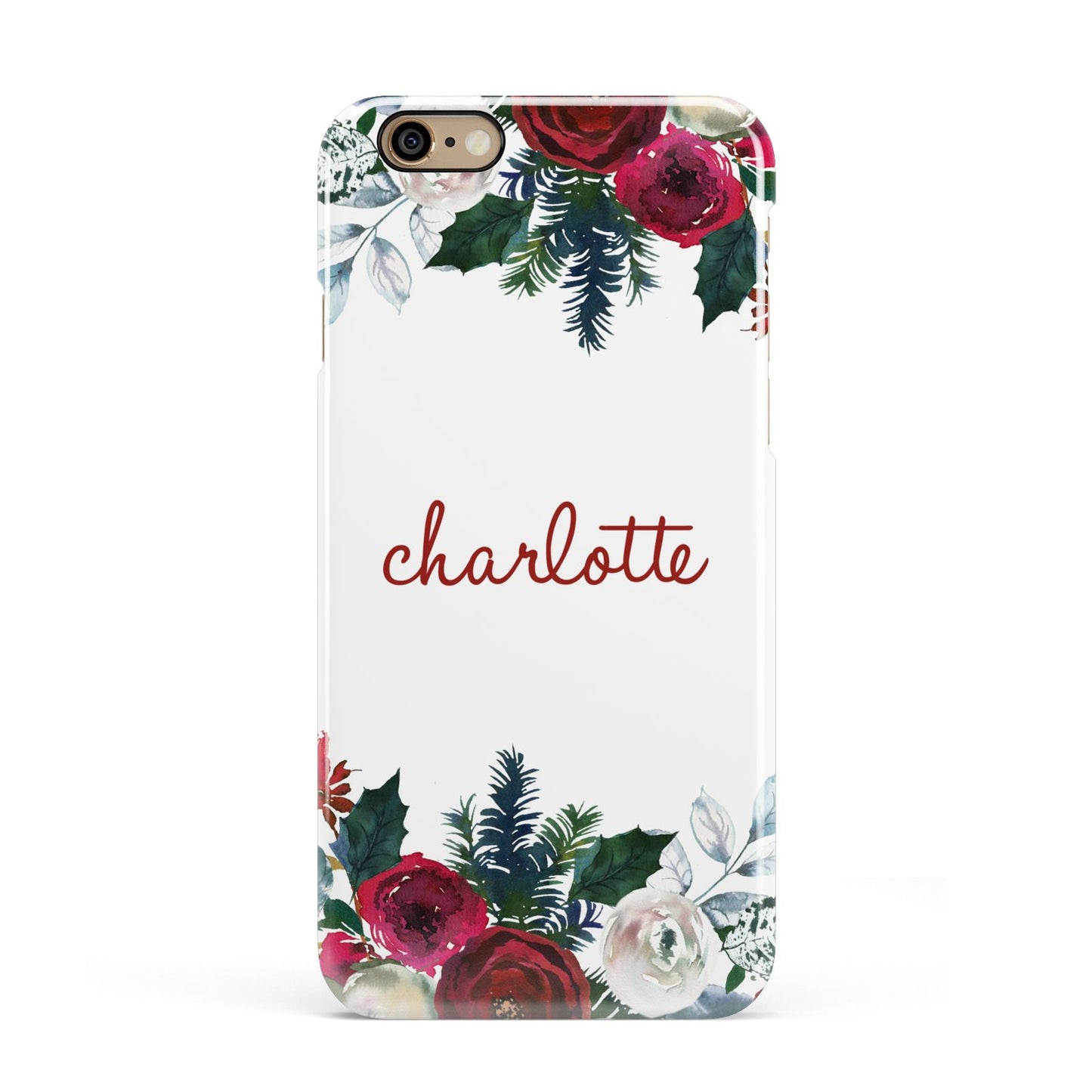 Christmas Flowers Personalised Apple iPhone 6 3D Snap Case