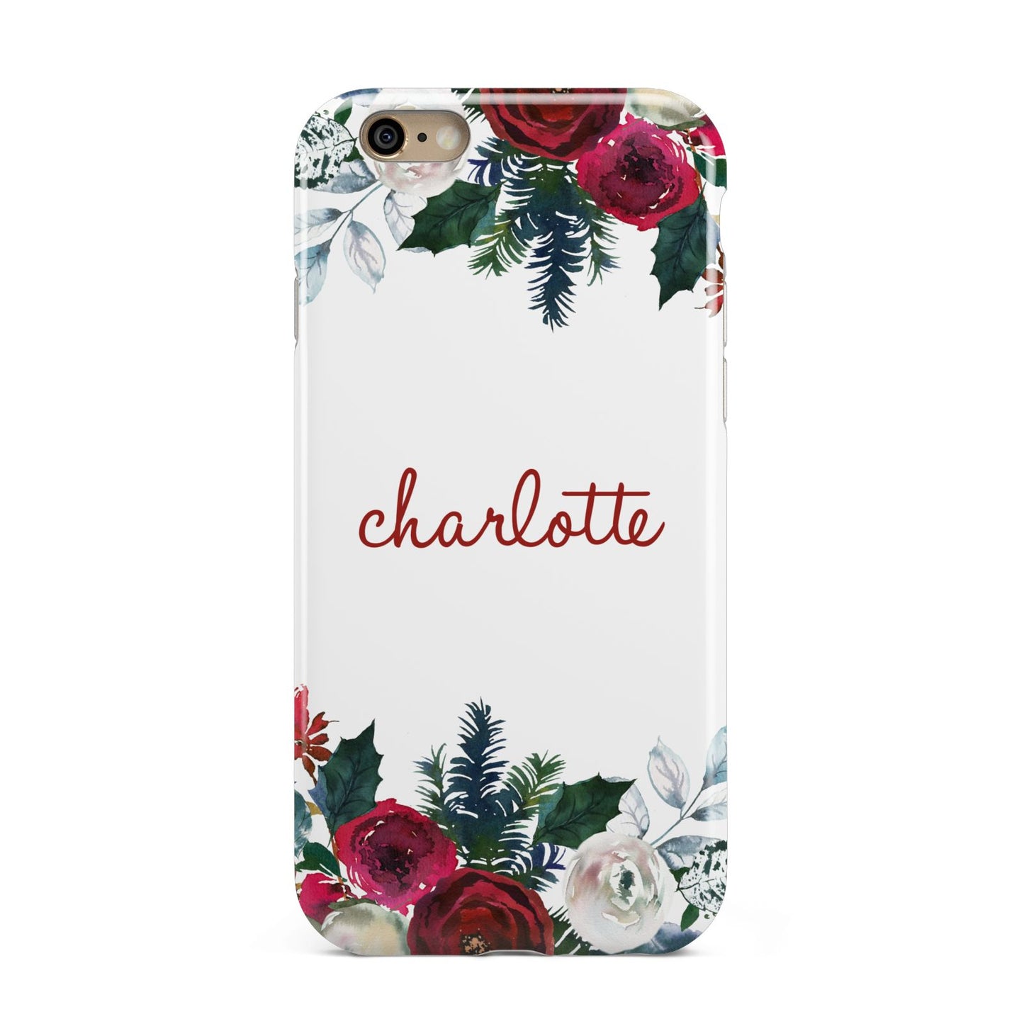 Christmas Flowers Personalised Apple iPhone 6 3D Tough Case