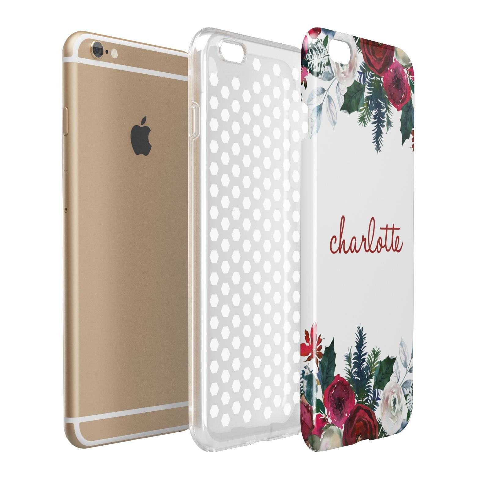 Christmas Flowers Personalised Apple iPhone 6 Plus 3D Tough Case