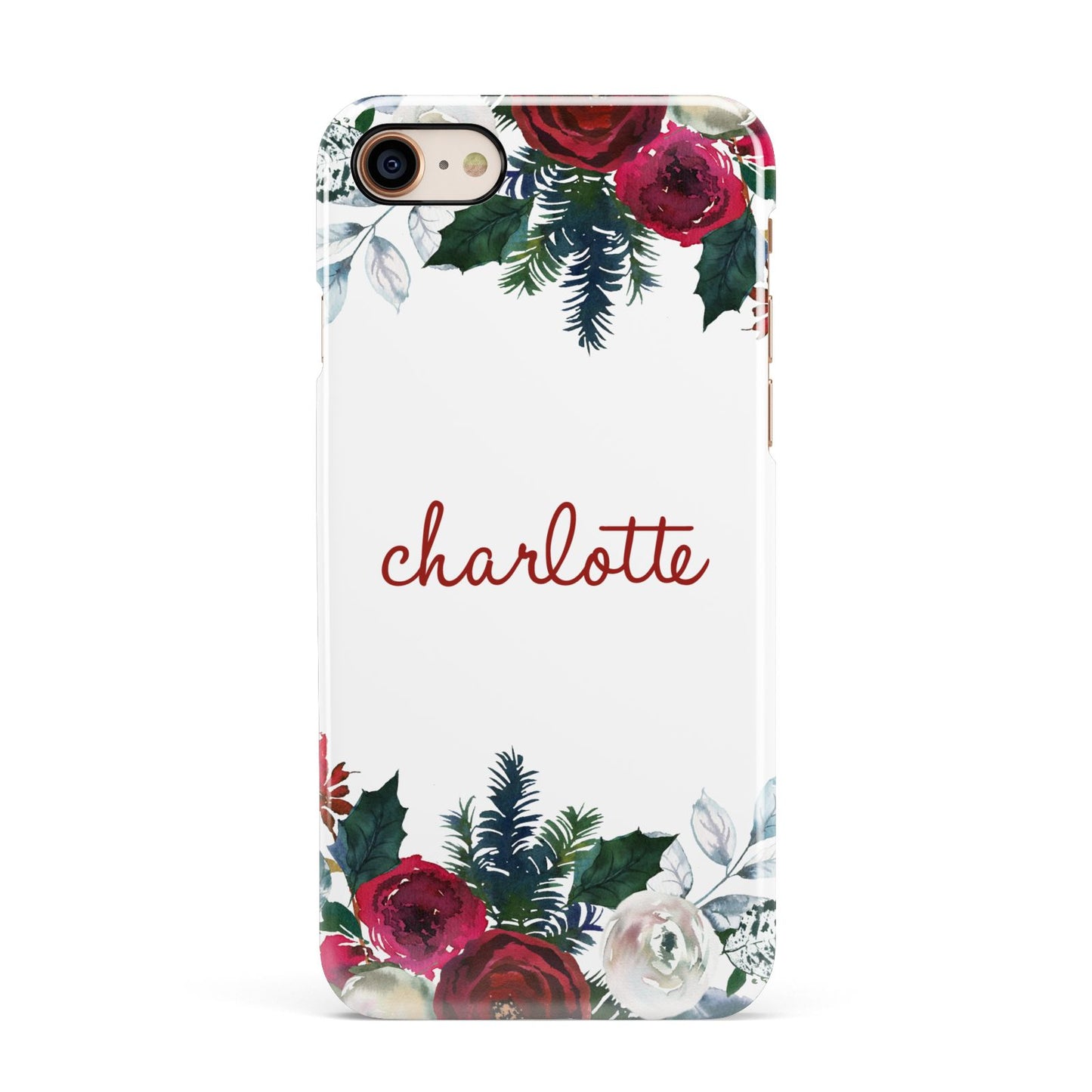 Christmas Flowers Personalised Apple iPhone 7 8 3D Snap Case