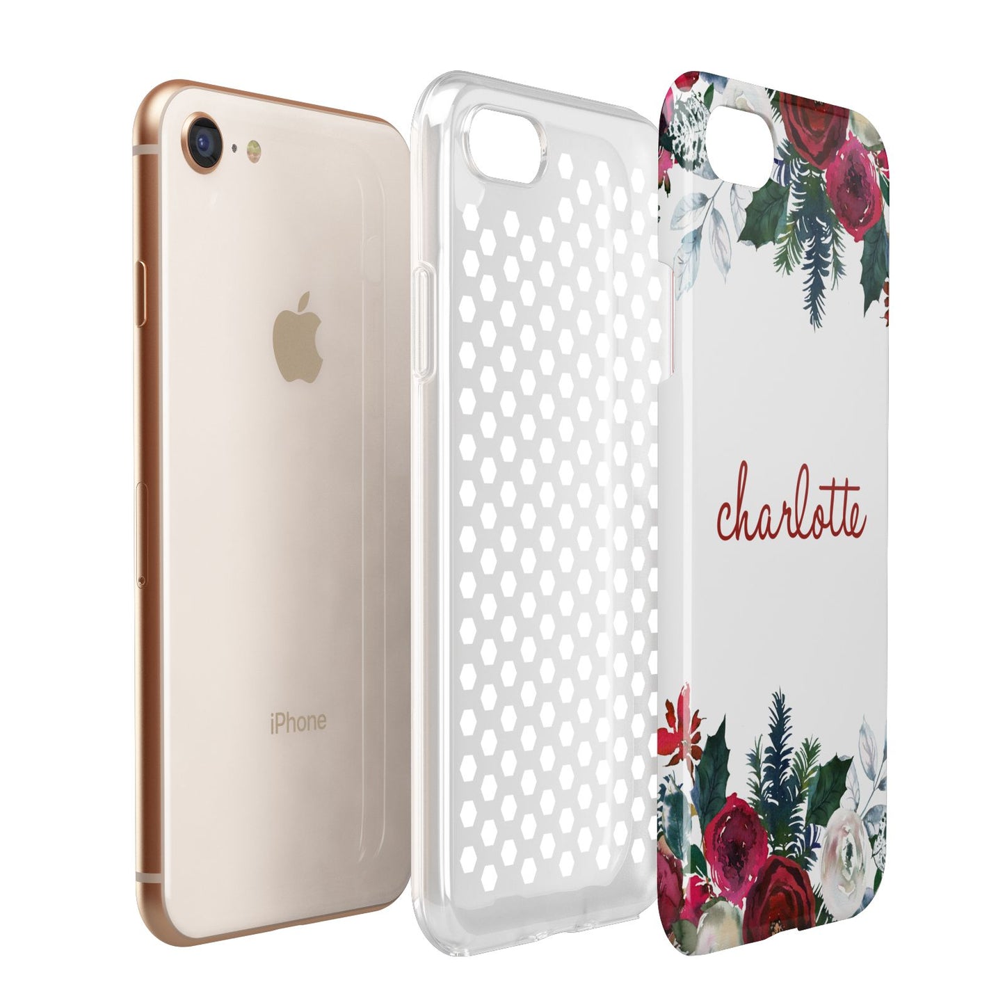 Christmas Flowers Personalised Apple iPhone 7 8 3D Tough Case Expanded View