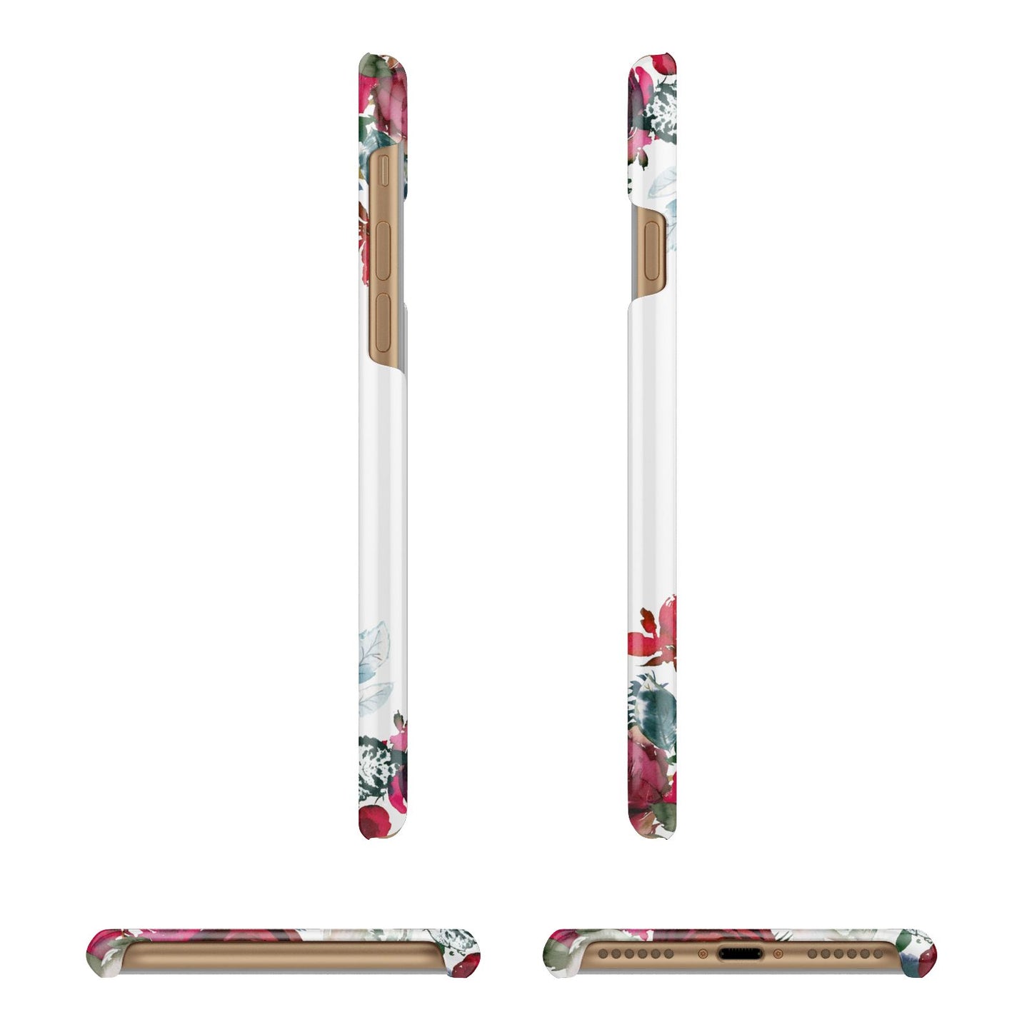 Christmas Flowers Personalised Apple iPhone 7 8 3D Wrap Snap Case Angled Images