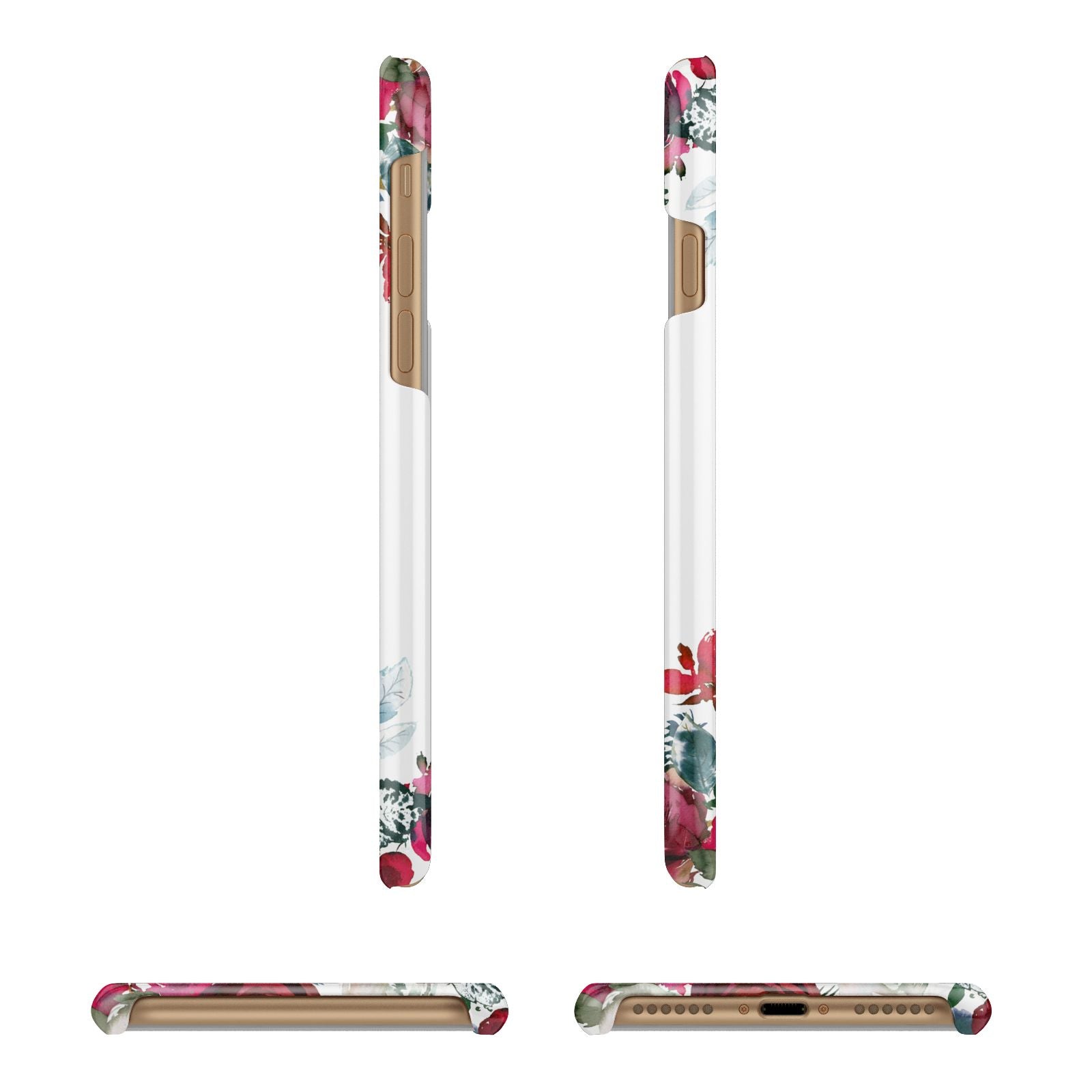 Christmas Flowers Personalised Apple iPhone 7 8 3D Wrap Snap Case Angled Images