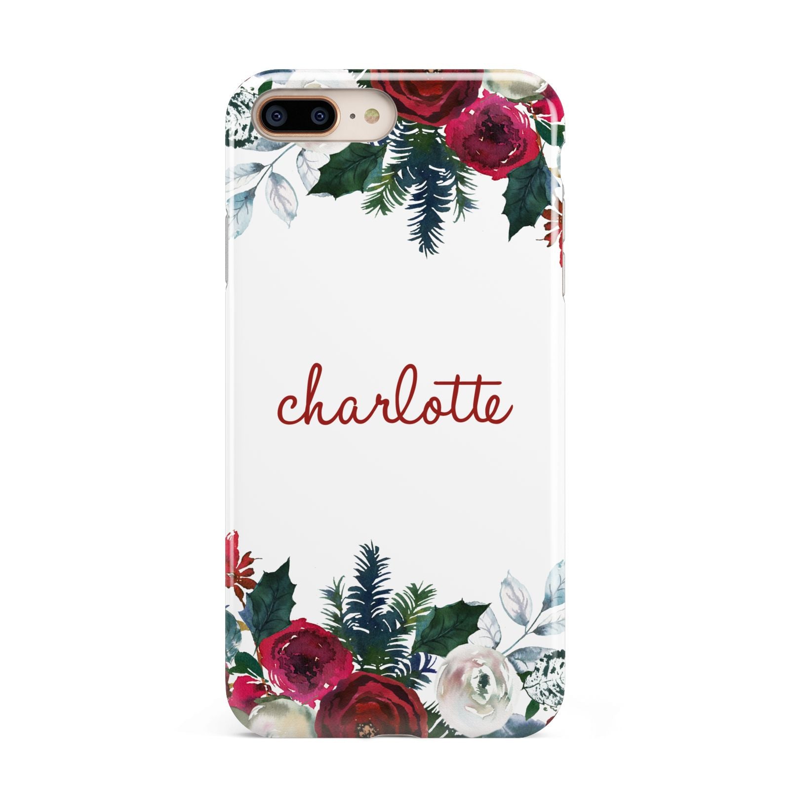 Christmas Flowers Personalised Apple iPhone 7 8 Plus 3D Tough Case
