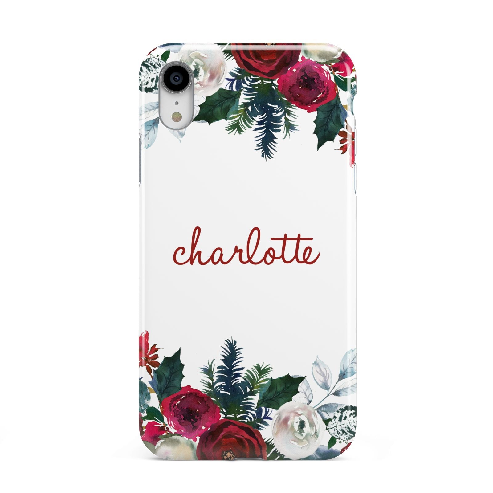 Christmas Flowers Personalised Apple iPhone XR White 3D Tough Case