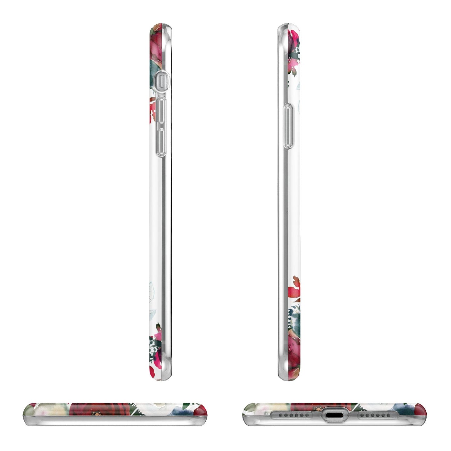 Christmas Flowers Personalised Apple iPhone XR in White with 3D Wrap Tough Case Alternative Image Angles