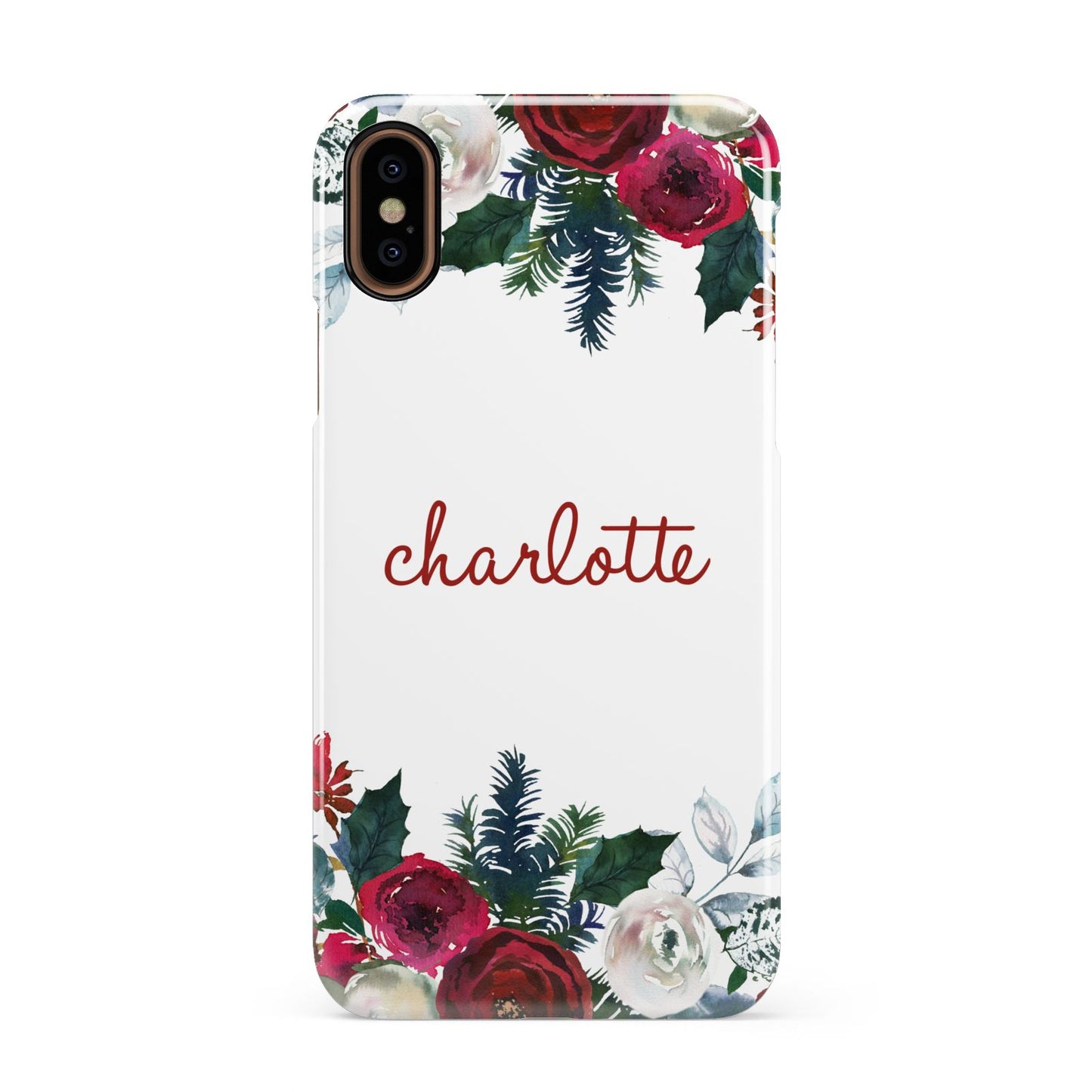 Christmas Flowers Personalised Apple iPhone XS 3D Snap Case