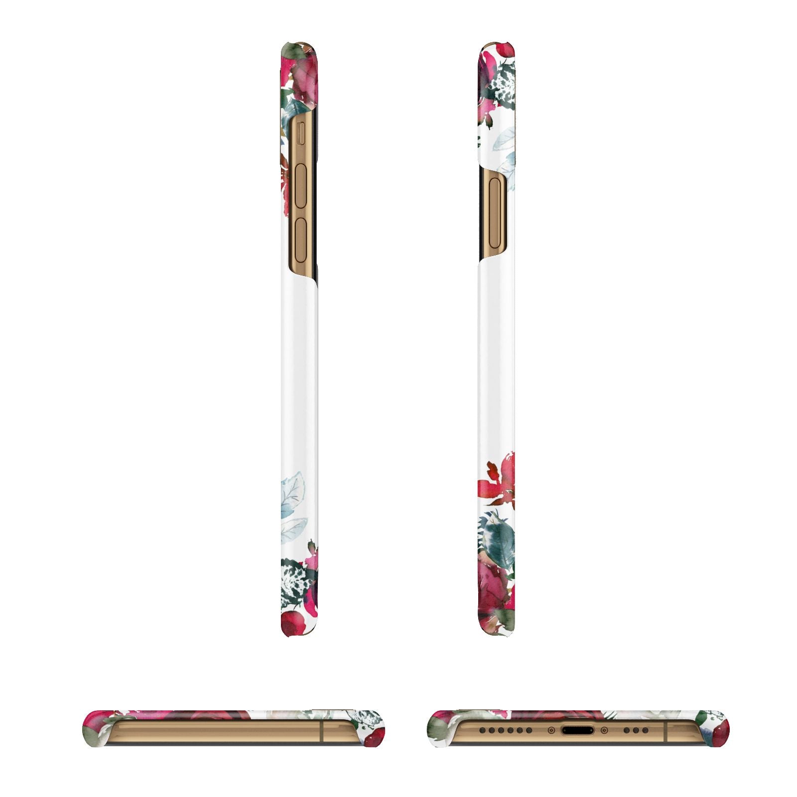 Christmas Flowers Personalised Apple iPhone Xs 3D Wrap Snap Case Angled Images