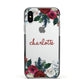 Christmas Flowers Personalised Apple iPhone Xs Impact Case Black Edge on Silver Phone