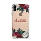 Christmas Flowers Personalised Apple iPhone Xs Impact Case Pink Edge on Gold Phone