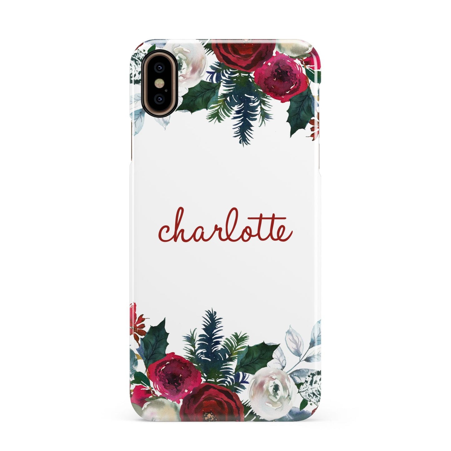 Christmas Flowers Personalised Apple iPhone Xs Max 3D Snap Case