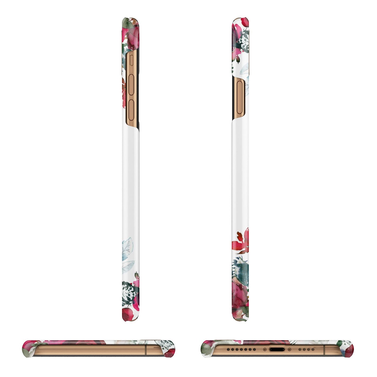 Christmas Flowers Personalised Apple iPhone Xs Max 3D Wrap Snap Case Angled Images