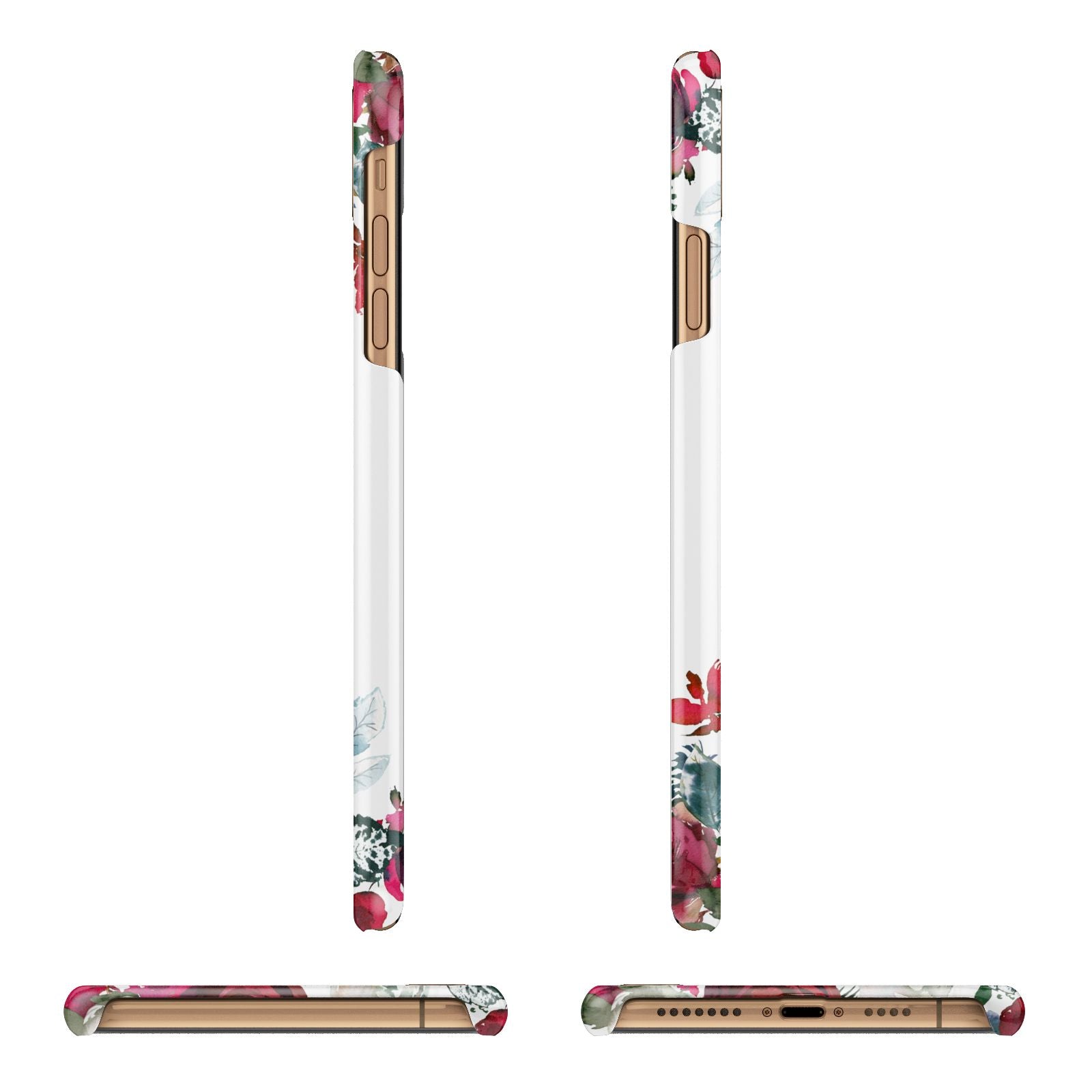 Christmas Flowers Personalised Apple iPhone Xs Max 3D Wrap Snap Case Angled Images