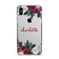 Christmas Flowers Personalised Apple iPhone Xs Max Impact Case Black Edge on Silver Phone