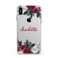 Christmas Flowers Personalised Apple iPhone Xs Max Impact Case White Edge on Silver Phone
