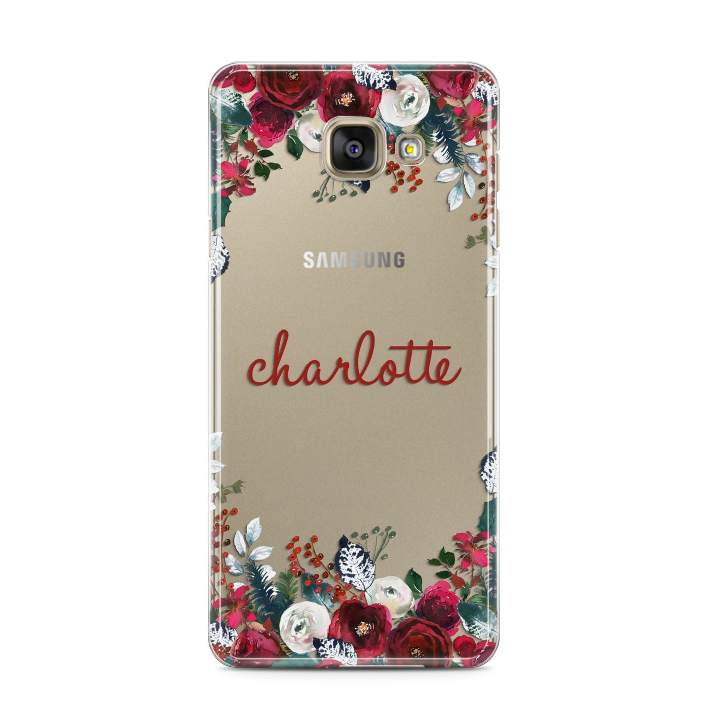 Christmas Flowers Personalised Samsung Galaxy A3 2016 Case on gold phone