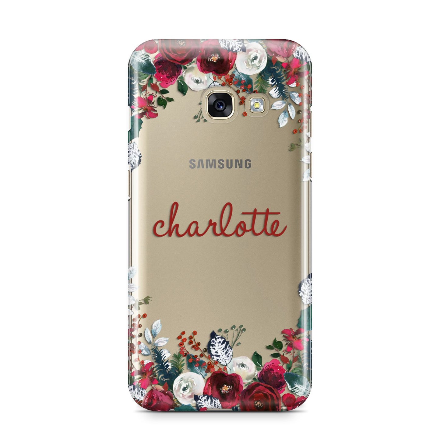 Christmas Flowers Personalised Samsung Galaxy A3 2017 Case on gold phone