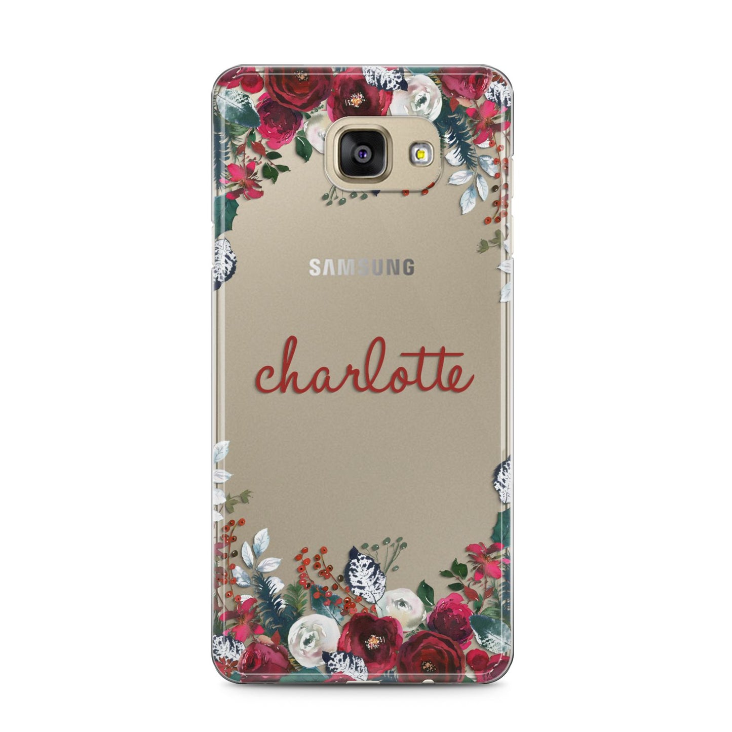 Christmas Flowers Personalised Samsung Galaxy A5 2016 Case on gold phone
