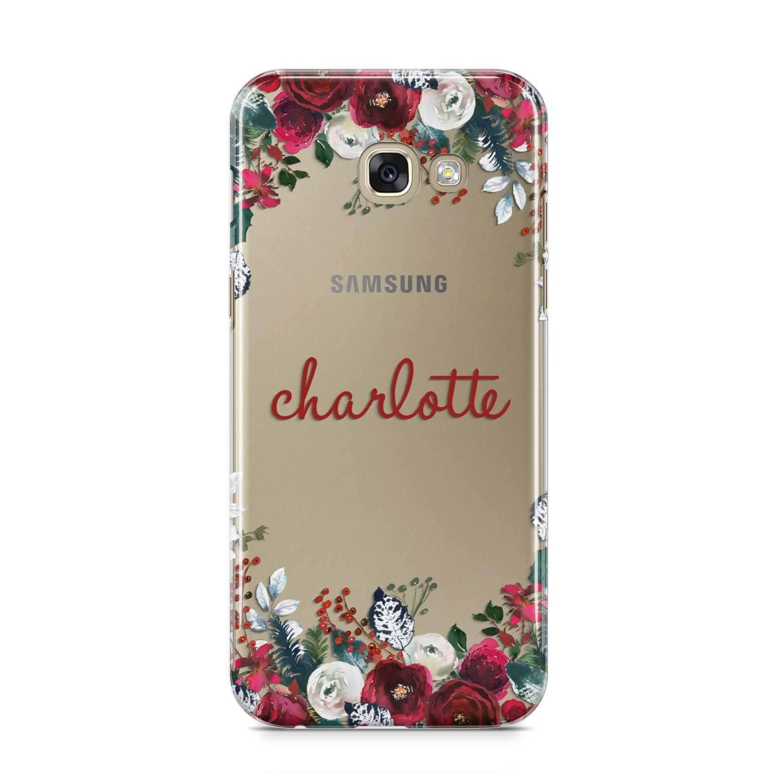 Christmas Flowers Personalised Samsung Galaxy A5 2017 Case on gold phone