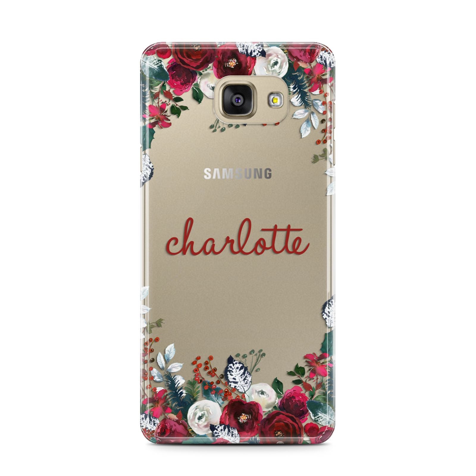 Christmas Flowers Personalised Samsung Galaxy A7 2016 Case on gold phone