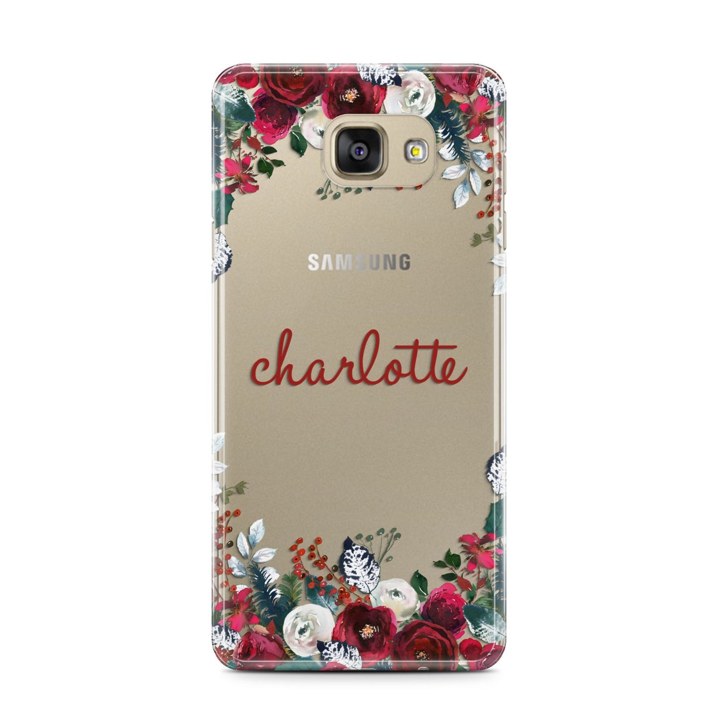 Christmas Flowers Personalised Samsung Galaxy A7 2016 Case on gold phone