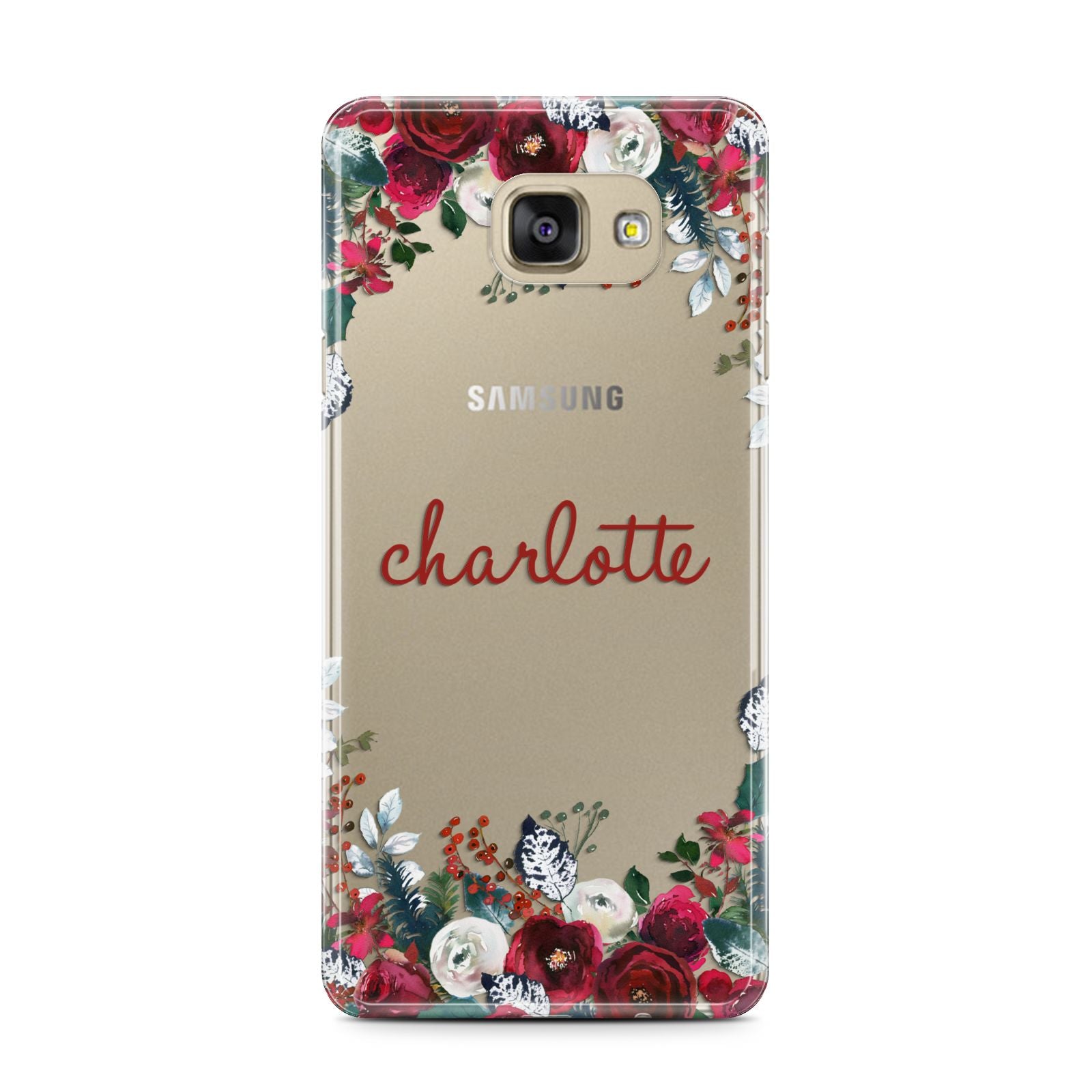 Christmas Flowers Personalised Samsung Galaxy A7 2016 Case on gold phone
