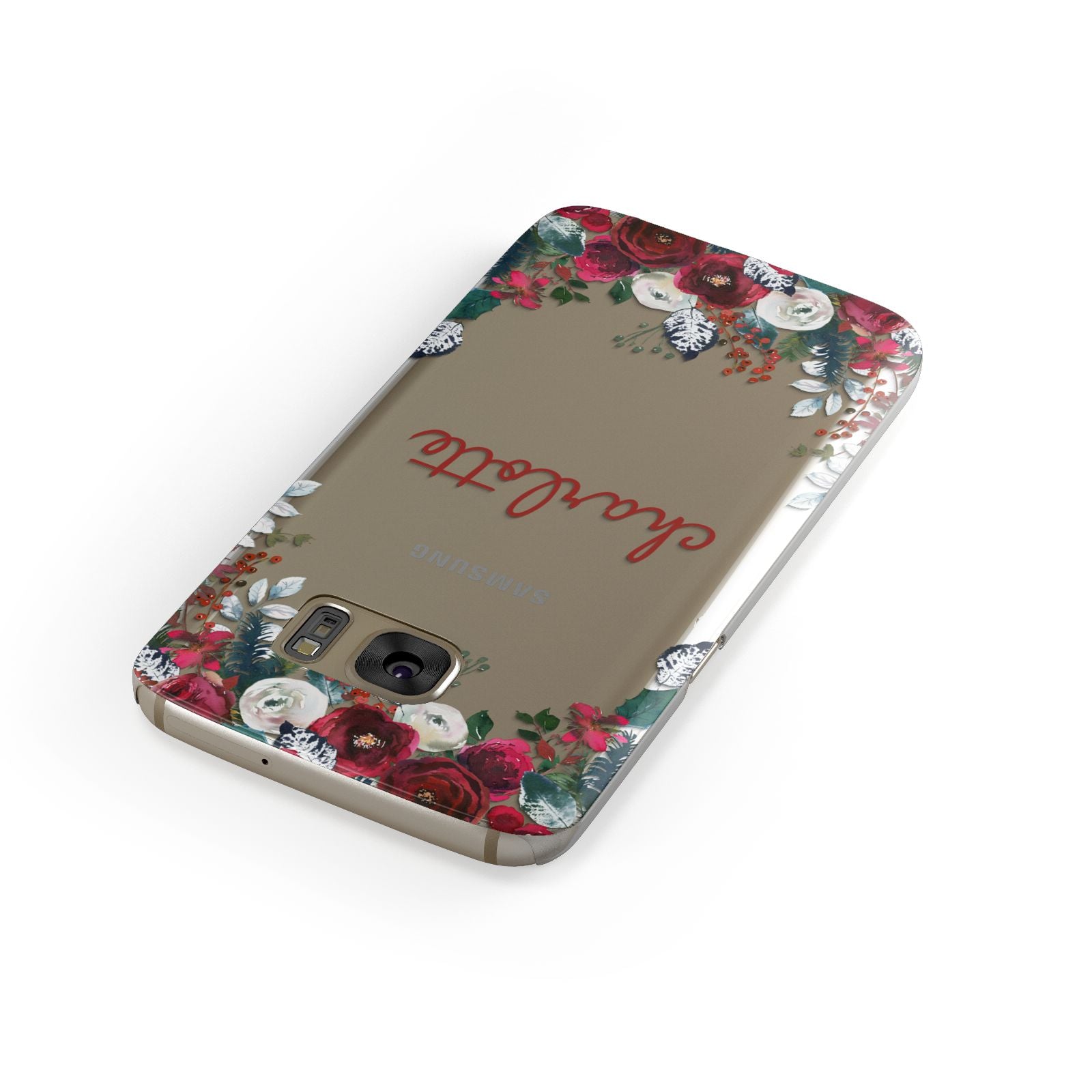Christmas Flowers Personalised Samsung Galaxy Case Front Close Up
