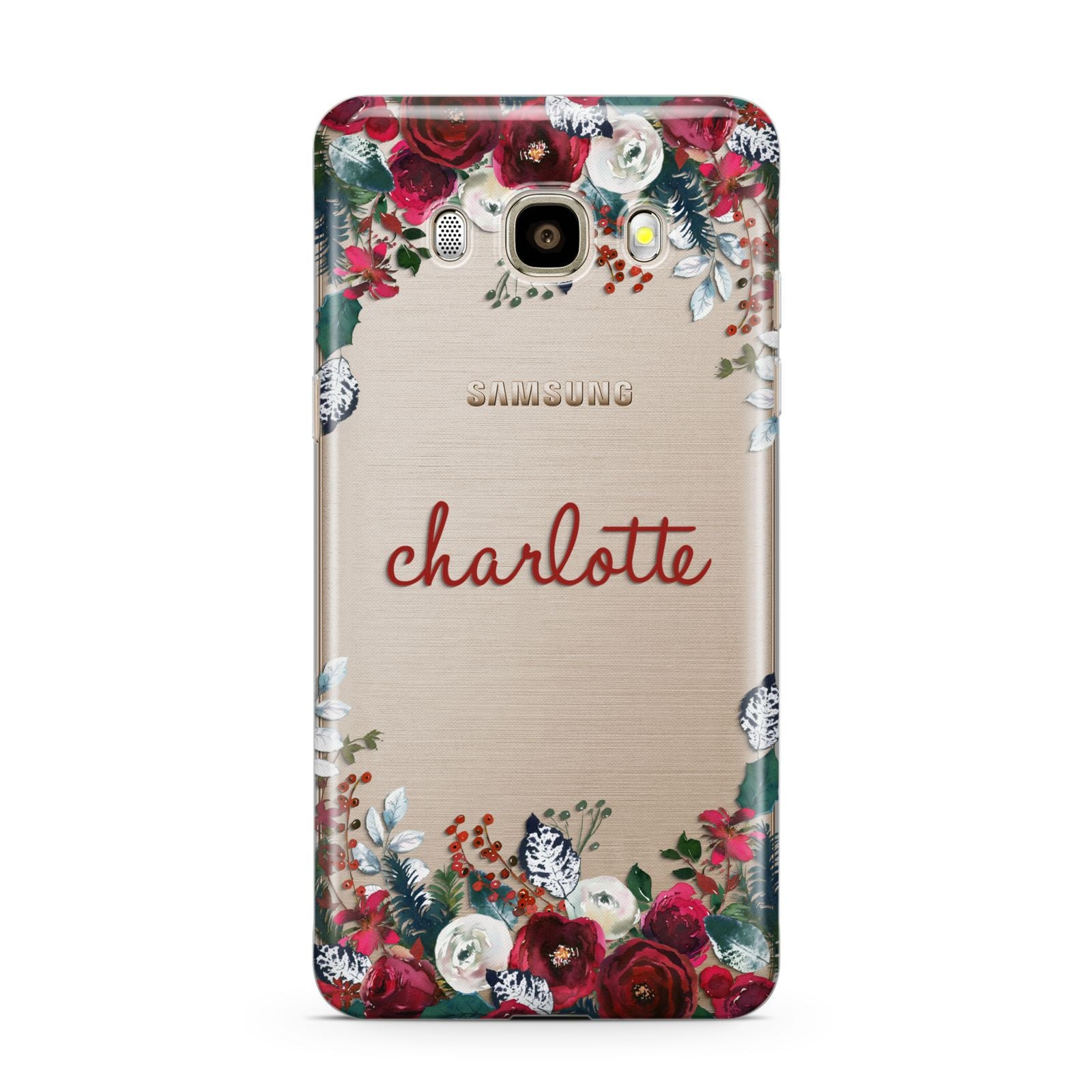Christmas Flowers Personalised Samsung Galaxy J7 2016 Case on gold phone