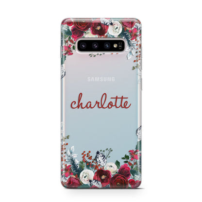 Christmas Flowers Personalised Samsung Galaxy S10 Case