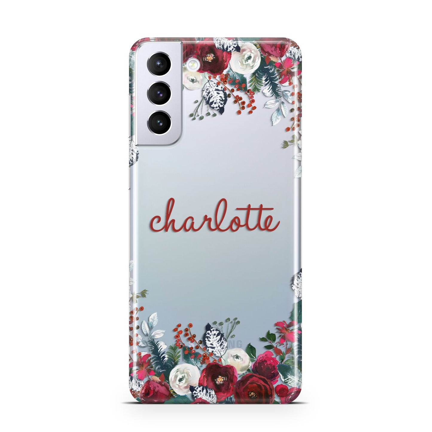 Christmas Flowers Personalised Samsung S21 Plus Phone Case