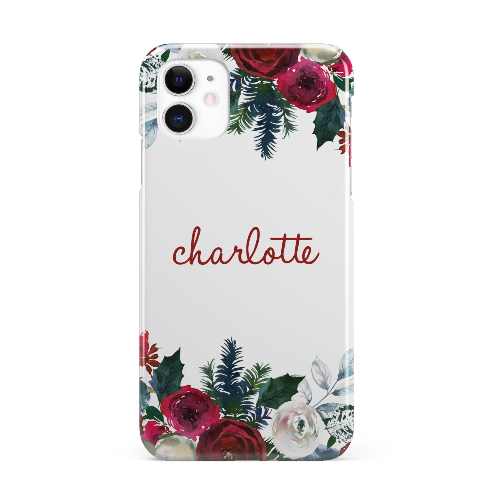 Christmas Flowers Personalised iPhone 11 3D Snap Case