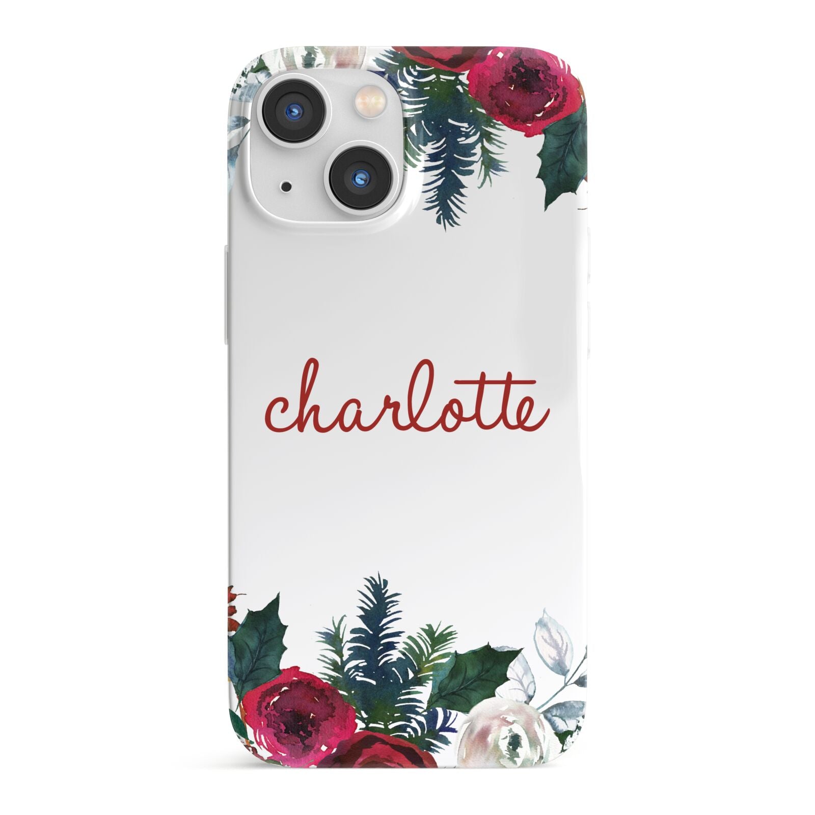 Christmas Flowers Personalised iPhone 13 Mini Full Wrap 3D Snap Case