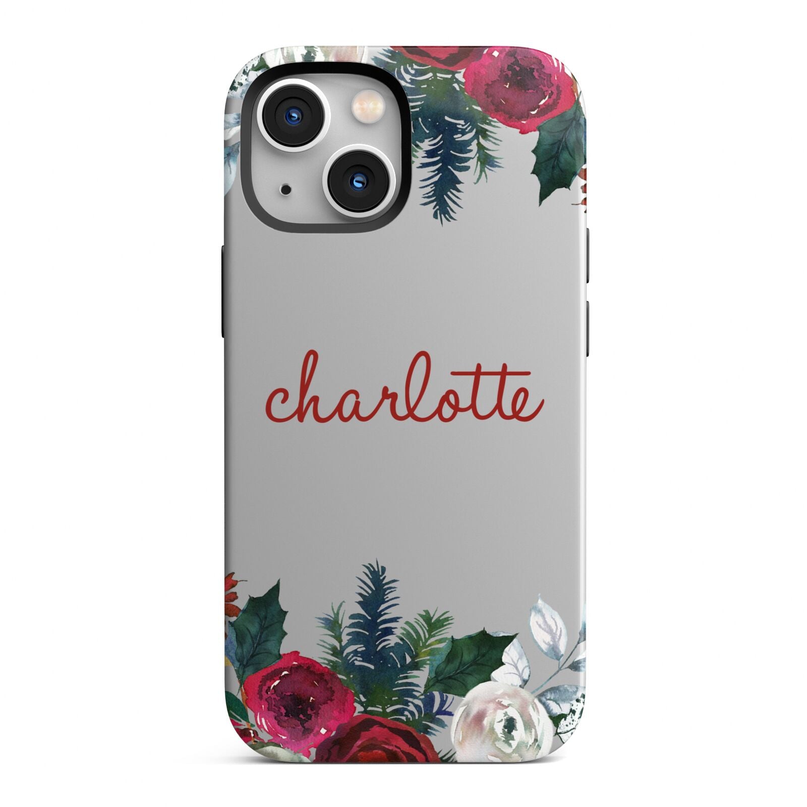 Christmas Flowers Personalised iPhone 13 Mini Full Wrap 3D Tough Case